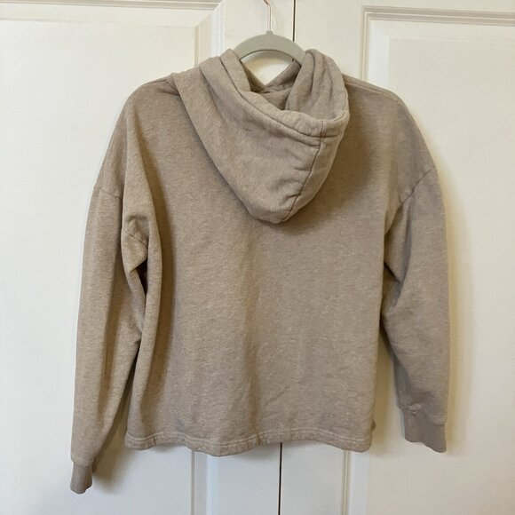 Mus & Bombon Hoodie Womens L Cropped We Are Natural Tan Pullover Organic Cotton - Picture 4 of 8